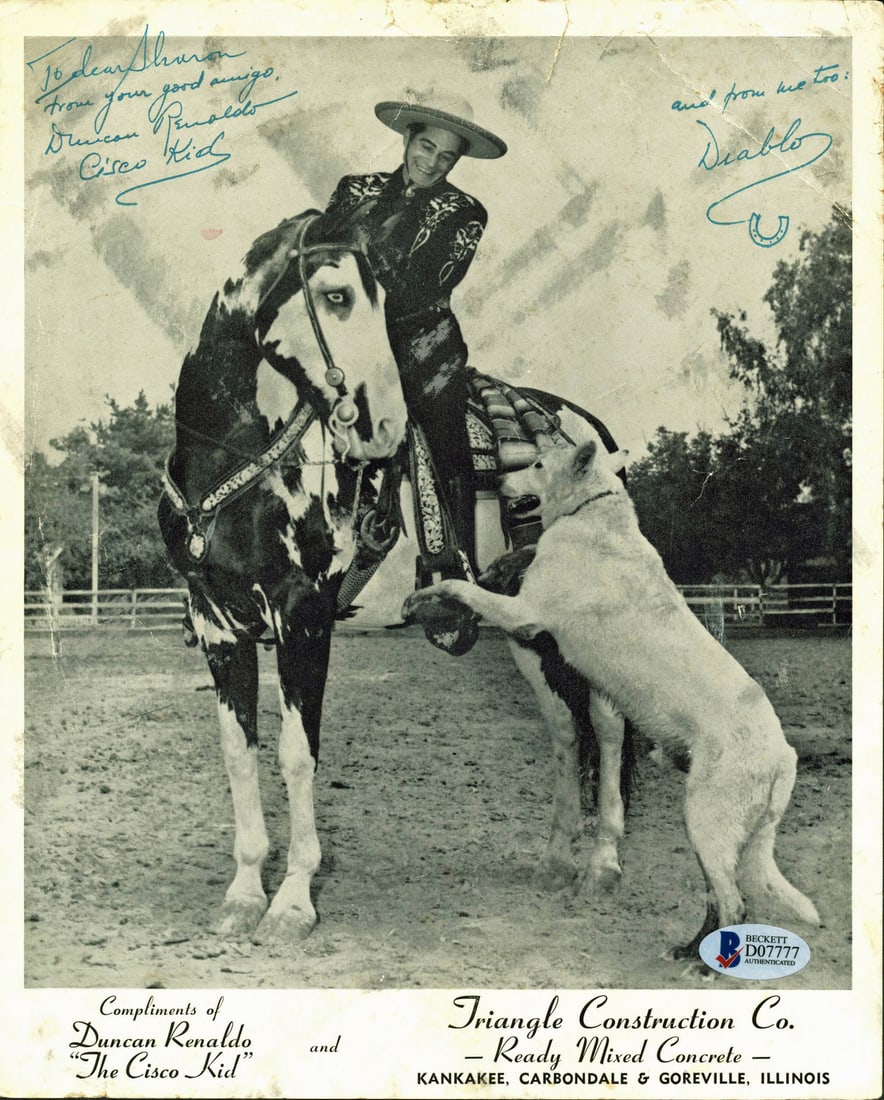 Duncan Reynold Signed 8x10 Photo The Sisco Kid BAS Authenticated: Duncan Reynold Signed 8x10 Photo The Sisco Kid BAS Authenticated This authentic 8x10 photo of Duncan Reynold, known as The Sisco Kid, has been personally signed with the inscription "To Dear Sharon Fr