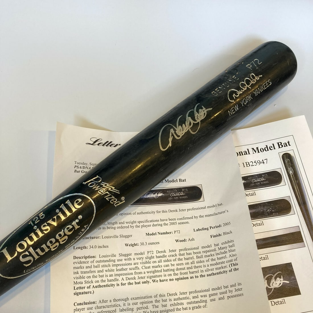 Derek Jeter 2005 Game Used Baseball Bat Signed PSA DNA 9.5 Yankees: Derek Jeter 2005 Game Used Baseball Bat Signed PSA DNA 9.5 Yankees This exceptional 2005 game-used baseball bat from MLB legend Derek Jeter showcases the perfect blend of history and authenticity. Gra