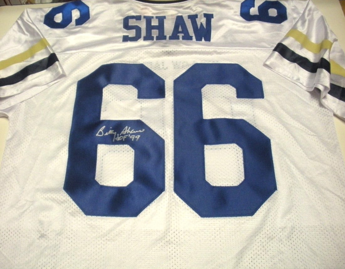 Signed Russell Georgia Tech Jersey by Billy Shaw with JSA LOA: Signed Russell Georgia Tech Jersey by Billy Shaw with JSA LOA This is an official licensed Russell jersey signed by Billy Shaw, featuring Georgia Tech. The jersey is an original item and comes with JS