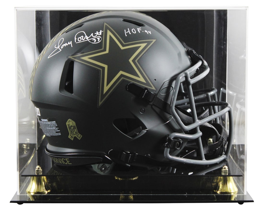 Tony Dorsett Signed Cowboys Helmet HOF 94 BAS Authenticated: Tony Dorsett Signed Cowboys Helmet HOF 94 BAS Authenticated This is an original autographed full-size Speed Proline helmet signed by Tony Dorsett of the Dallas Cowboys. The helmet features the inscrip