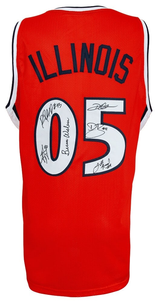 Illinois Fighting Illini 2005 Basketball Jersey Signed by 6 Including Williams COA: Illinois Fighting Illini 2005 Basketball Jersey Signed by 6 Including Williams COA This is a 2005 Illinois Fighting Illini orange custom basketball jersey, featuring the number 05 and signed by six ke