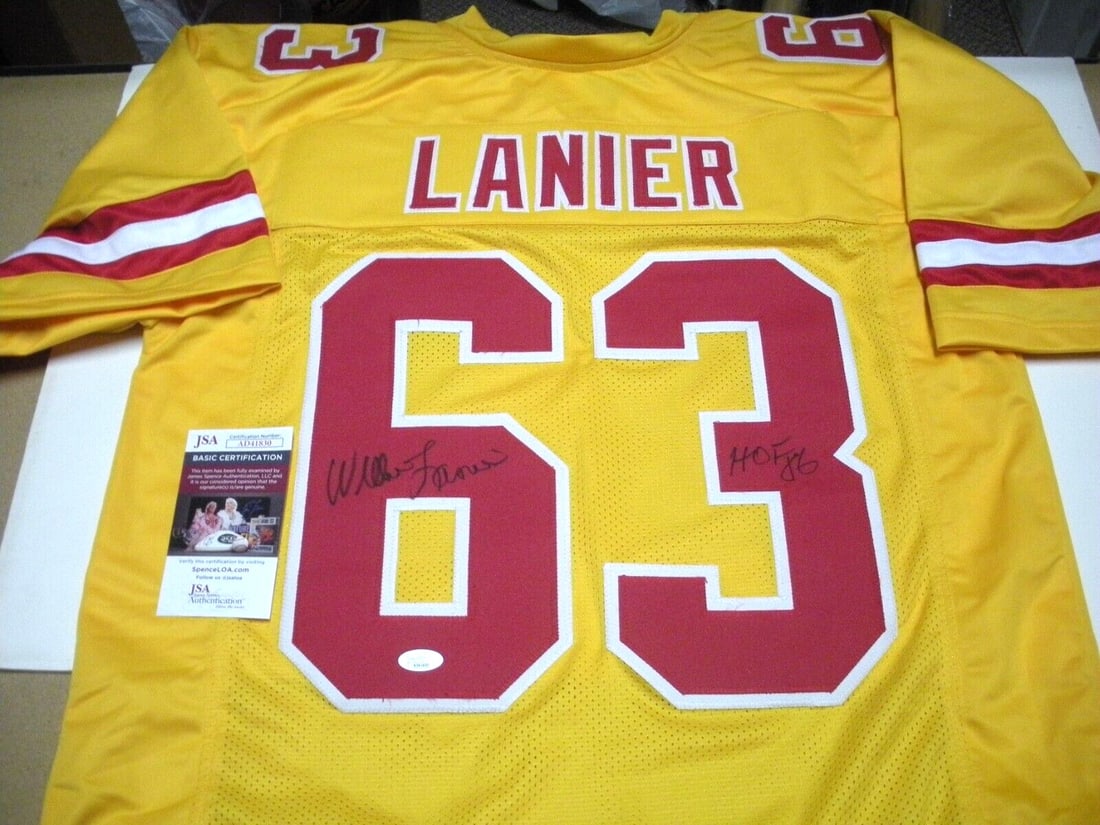 Signed Willie Lanier Kansas City Chiefs Jersey JSA Authenticated Hall of Fame 1986: Signed Willie Lanier Kansas City Chiefs Jersey JSA Authenticated Hall of Fame 1986 This is a pre-owned Kansas City Chiefs jersey signed by Hall of Famer Willie Lanier. The jersey is an original item a