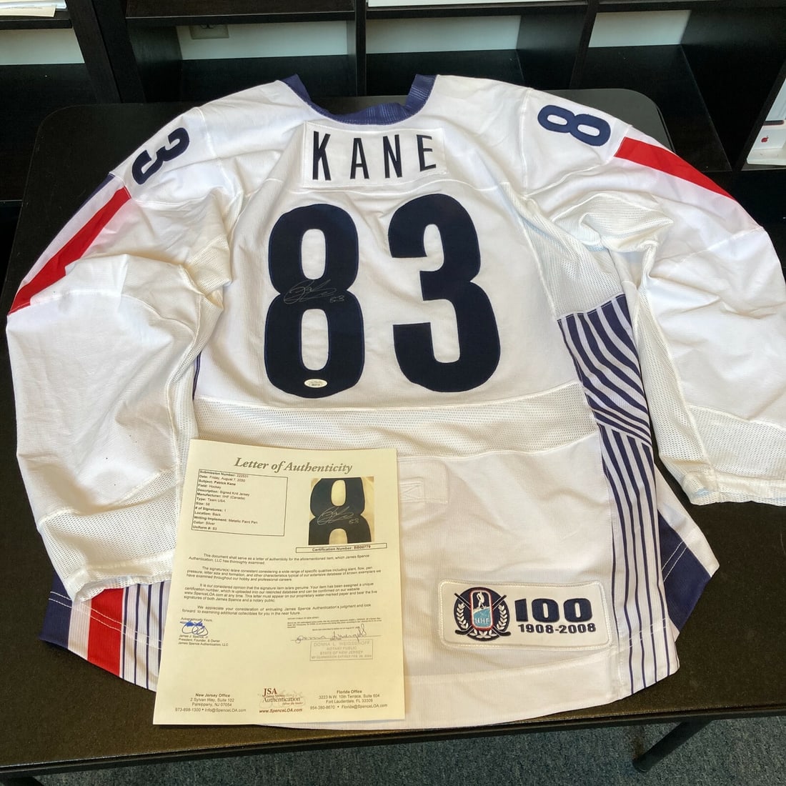 Patrick Kane Signed Team USA Olympics Jersey JSA COA Authentic: Patrick Kane Signed Team USA Olympics Jersey JSA COA Authentic This is an authentic, game-issued jersey worn by Patrick Kane during the Olympics, signed by the player himself. The jersey features the 