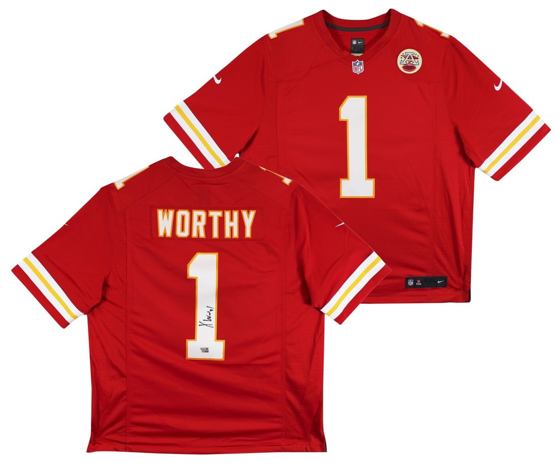 Xavier Worthy Signed Red Nike Limited Jersey Kansas City Chiefs Fanatics Authenticated: Xavier Worthy Signed Red Nike Limited Jersey Kansas City Chiefs Fanatics Authenticated Show your support for the Kansas City Chiefs with this authentic, limited edition red Nike jersey, personally sig