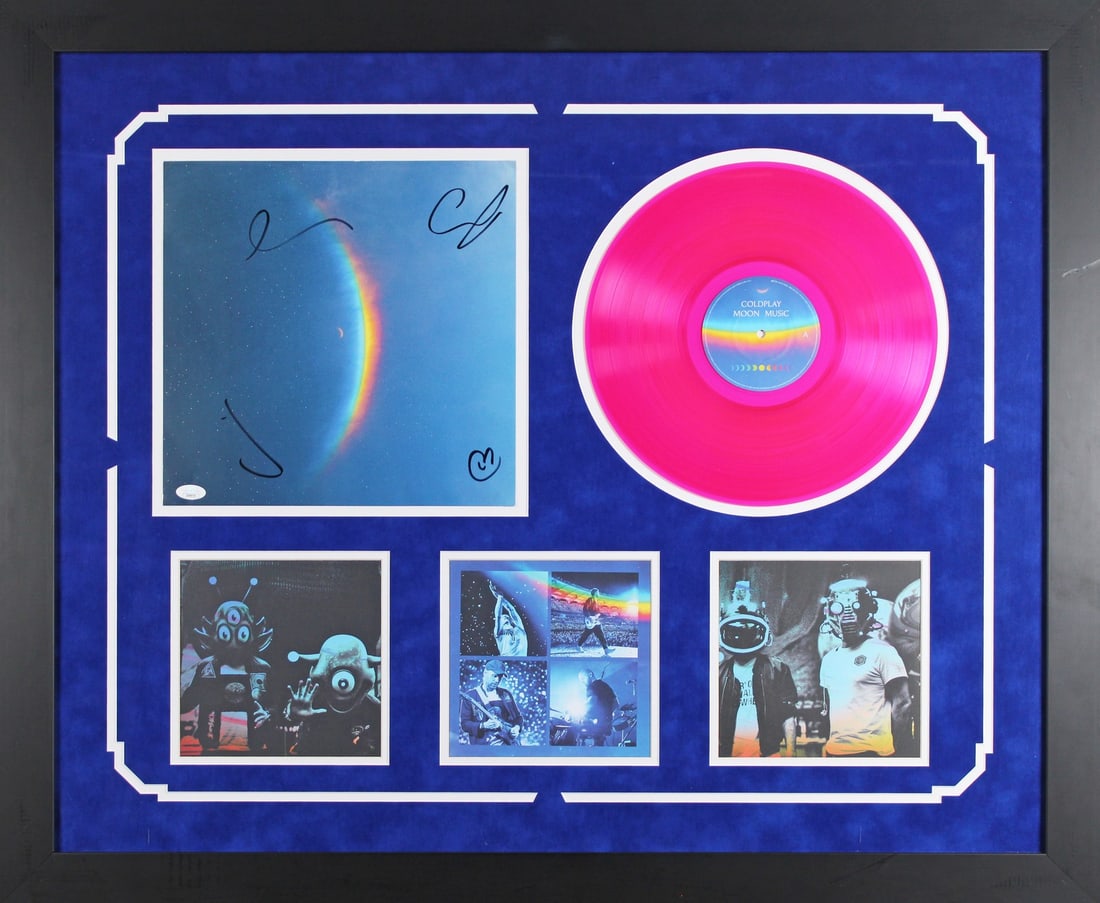 Framed Coldplay Moon Music album flat signed by 4 JSA (1 of 2)