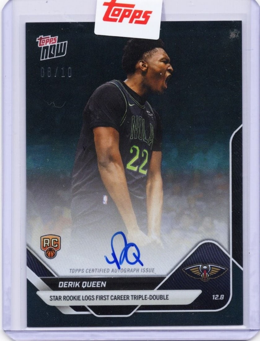 Autographed Derik Queen 2025 Topps Now 79A Black Auto /10 RC Card (1 of 2)
