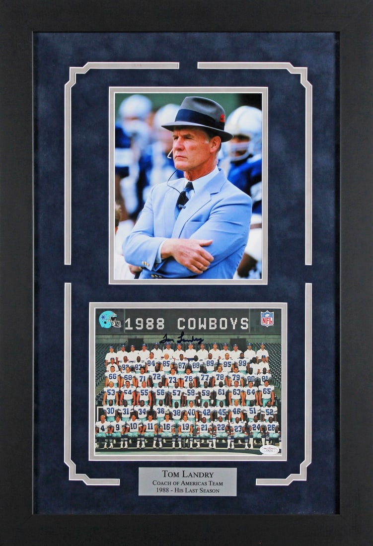 Framed 8x10 Tom Landry Signed Photo Dallas Cowboys JSA Authenticated (1 of 2)