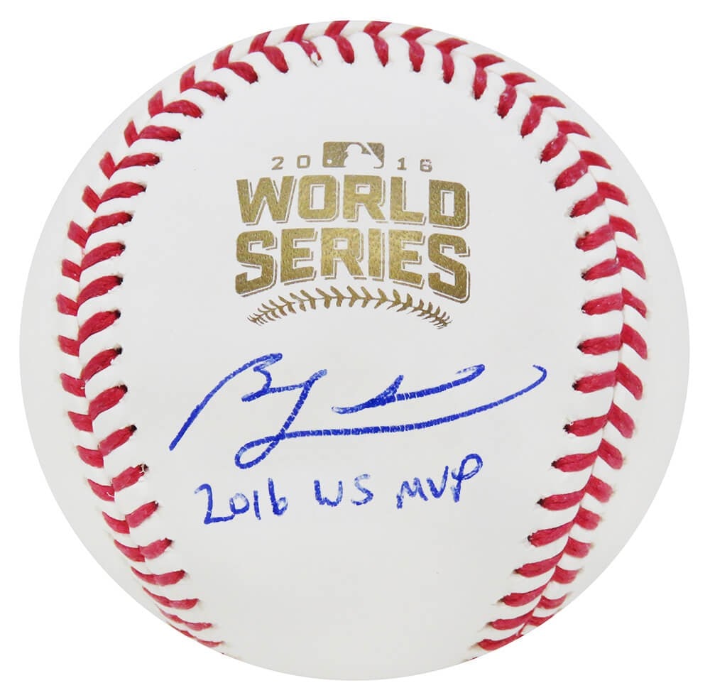 Signed Rawlings 2016 World Series MLB Baseball Ben Zobrist 16 WS MVP: Signed Rawlings 2016 World Series MLB Baseball Ben Zobrist 16 WS MVP This Rawlings official 2016 World Series MLB baseball is hand-signed by Ben Zobrist and features the inscription '16 WS MVP.' The i