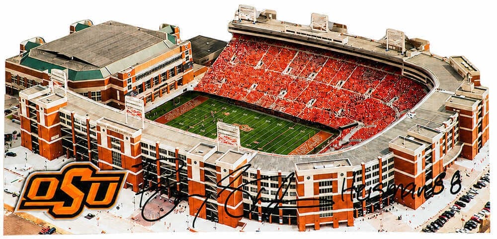Barry Sanders autographed 13 inch Oklahoma State stadium replica Heisman 88 COA (1 of 2)