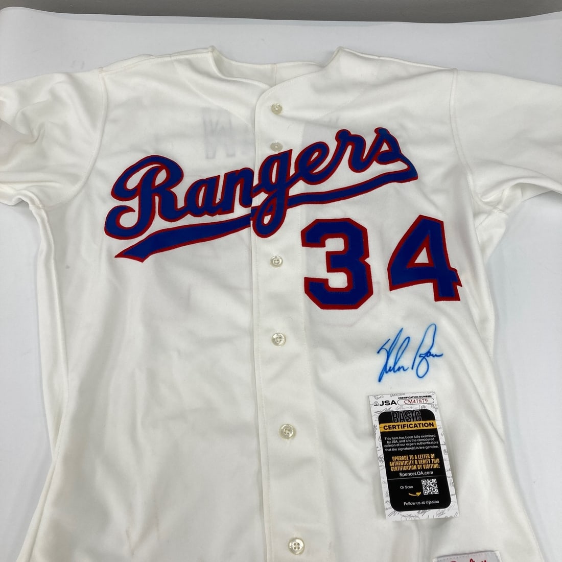 1989 Texas Rangers game model jersey signed by Nolan Ryan JSA COA (1 of 7)