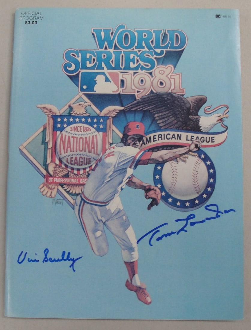 Vin Scully Tommy Lasorda Signed 1981 World Series Program JSA Certified: Vin Scully Tommy Lasorda Signed 1981 World Series Program JSA Certified Celebrate the legacy of baseball with this original 1981 World Series program, hand-signed by Vin Scully and Tommy Lasorda. This