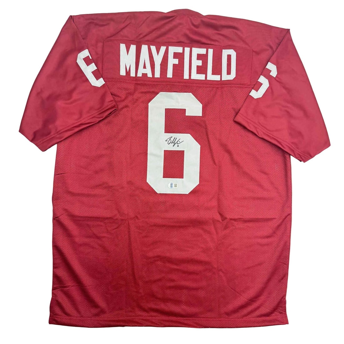 Baker Mayfield Signed Oklahoma Sooners Custom Jersey Beckett BAS Certified: Baker Mayfield Signed Oklahoma Sooners Custom Jersey Beckett BAS Certified Autographed Baker Mayfield Oklahoma college custom jersey intended as a collectible. The jersey displays the player's name an