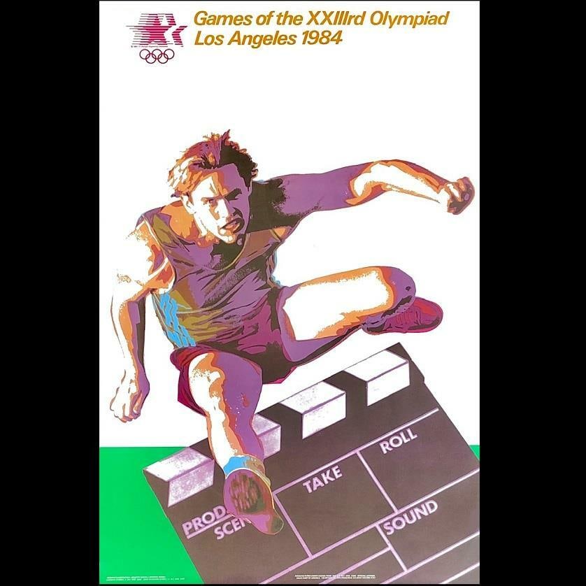 Vintage 1984 Los Angeles Olympic Hurdler Poster 22x34 Sports Memorabilia (1 of 4)
