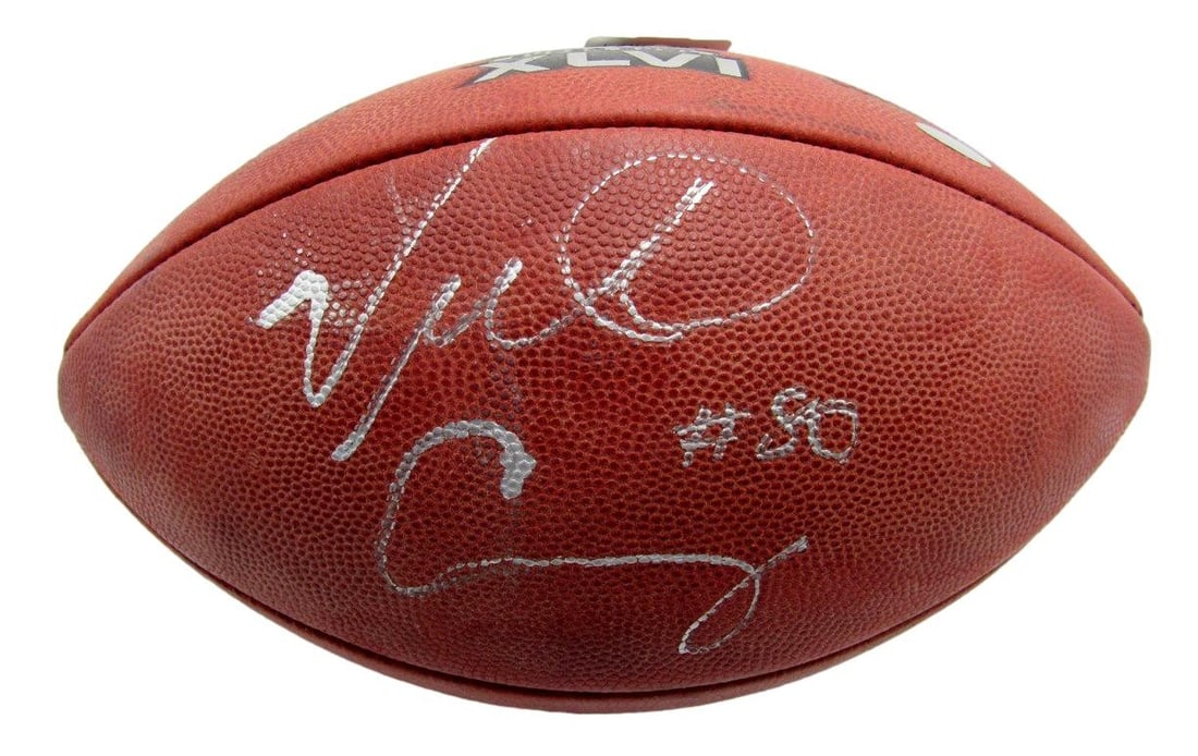 Victor Cruz autographed Wilson leather game ball Super Bowl XLVI logo (1 of 5)