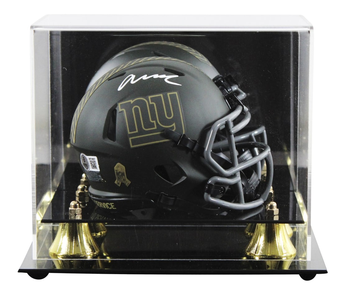 Abdul Carter Signed New York Giants Salute To Service Mini Helmet with Beckett Authentication: Abdul Carter Signed New York Giants Salute To Service Mini Helmet with Beckett Authentication This original mini helmet features the signature of Abdul Carter, a player for the New York Giants. The he