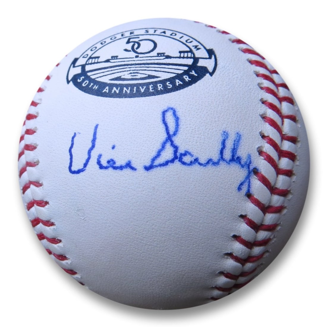 Vin Scully Autographed MLB Baseball Dodgers 50th Anniversary PSA/DNA: Vin Scully Autographed MLB Baseball Dodgers 50th Anniversary PSA/DNA Celebrate the legacy of baseball with this Vin Scully signed MLB baseball, commemorating the Dodgers' 50th Anniversary. This origin