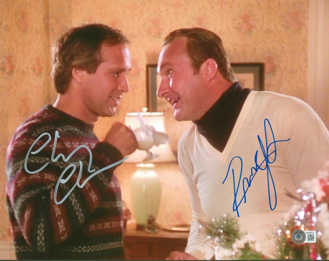Chevy Chase Randy Quaid Signed 11x14 Christmas Vacation Photo BAS: Chevy Chase Randy Quaid Signed 11x14 Christmas Vacation Photo BAS Capture a piece of holiday cheer with this authentic 11x14 photograph signed by Chevy Chase and Randy Quaid from the beloved film Nati
