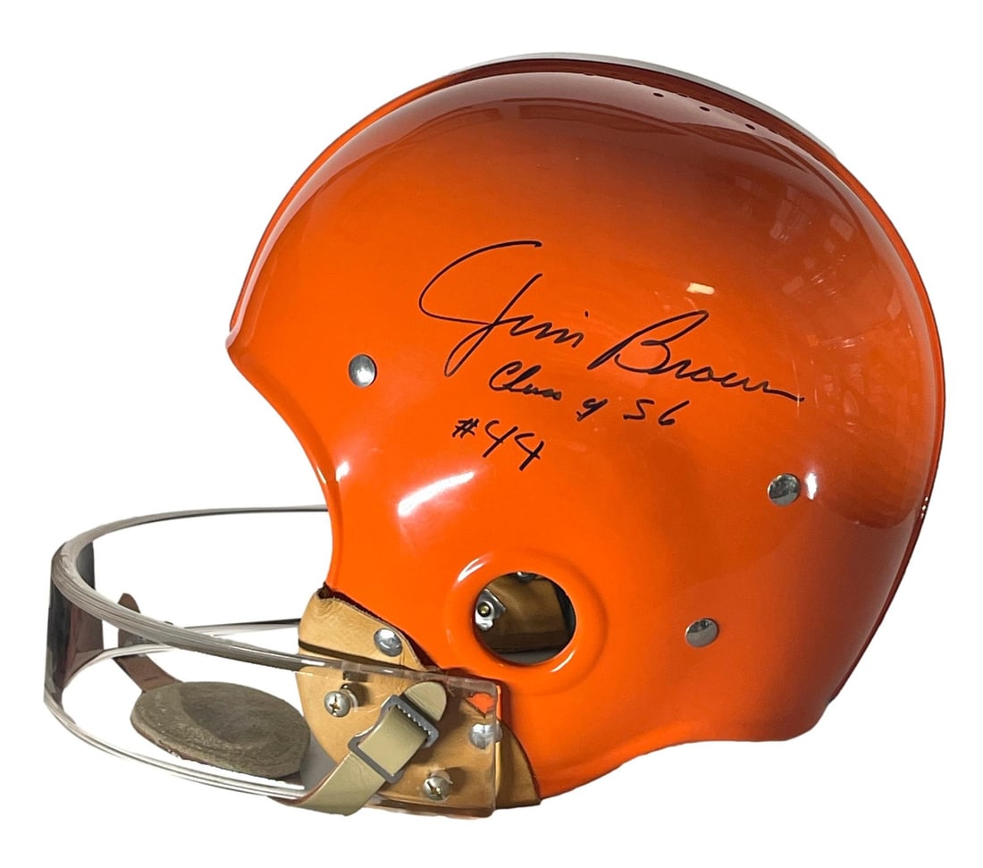 PSA DNA authenticated Jim Brown Syracuse RK4 throwback helmet signed HOF inscription (1 of 6)