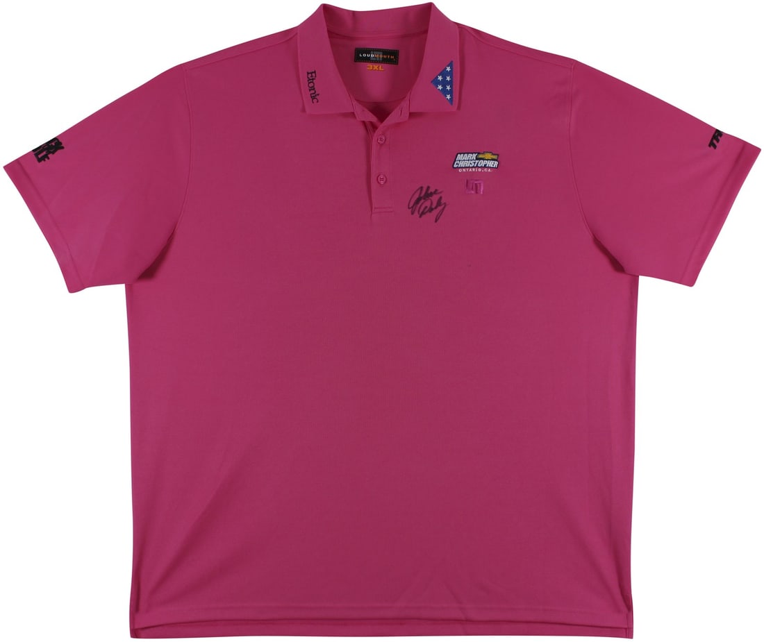 John Daly Signed Match Worn Pink Loudmouth Polo Shirt BAS Authentication: John Daly Signed Match Worn Pink Loudmouth Polo Shirt BAS Authentication This is a match-worn pink Loudmouth polo shirt personally signed by professional golfer John Daly. Made for comfort and style, 