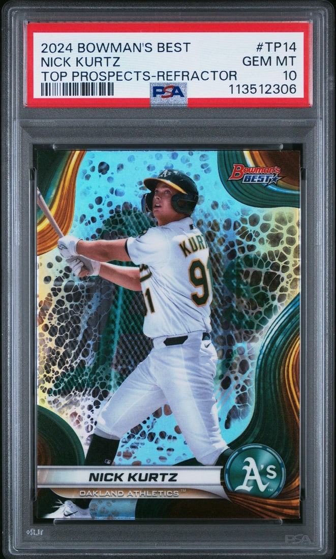 2024 Bowmans Best Nick Kurtz #TP14 Refractor Rookie Card PSA 10 (1 of 2)