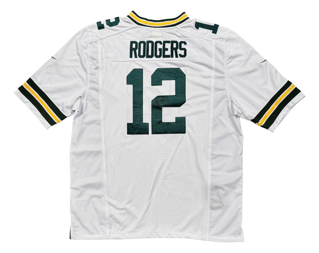 Nike Green Bay Packers Aaron Rodgers Autographed Jersey JSA Letter: Nike Green Bay Packers Aaron Rodgers Autographed Jersey JSA Letter Authentic Nike Green Bay Packers jersey signed by Aaron Rodgers. This original football collectible includes James Spence Authenticat