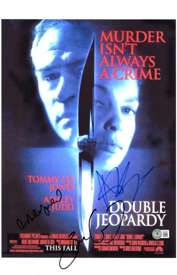 Double Jeopardy Multi Signed 11x17 Photo by Judd Gish Greenwood Authenticated: Double Jeopardy Multi Signed 11x17 Photo by Judd Gish Greenwood Authenticated This stunning 11x17 photograph from the film 'Double Jeopardy' features the authentic signatures of Ashley Judd, Annabeth 