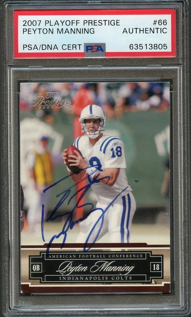 Peyton Manning autographed 2007 Playoff Prestige Colts PSA card #66 (1 of 2)