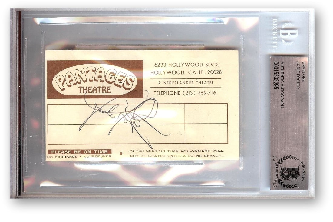 Jodie Foster autographed ticket envelope Beckett authenticated Silence of the Lambs: Jodie Foster autographed ticket envelope Beckett authenticated Silence of the Lambs Autographed ticket envelope signed by Jodie Foster, featuring Silence of the Lambs. This is an original item and com