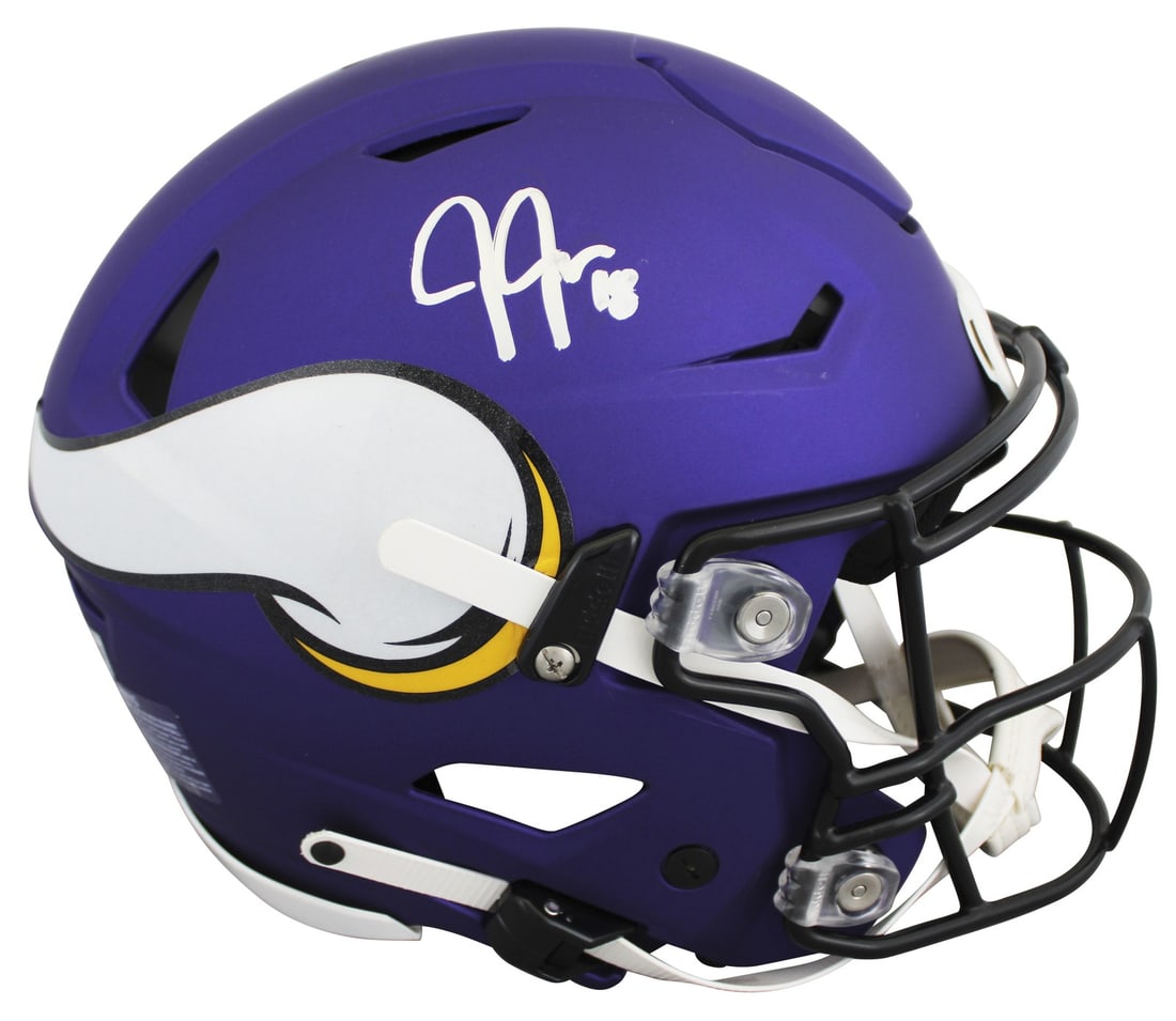 Justin Jefferson signed Riddell Speed Flex helmet Minnesota Vikings BAS witnessed (1 of 4)