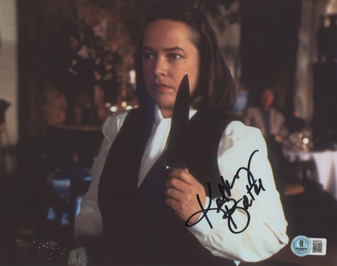 Kathy Bates Signed 8x10 Photograph from Misery Beckett Authenticated: Kathy Bates Signed 8x10 Photograph from Misery Beckett Authenticated This is an 8x10 photograph personally signed by Kathy Bates from the film Misery. The autograph has been authenticated by Beckett A