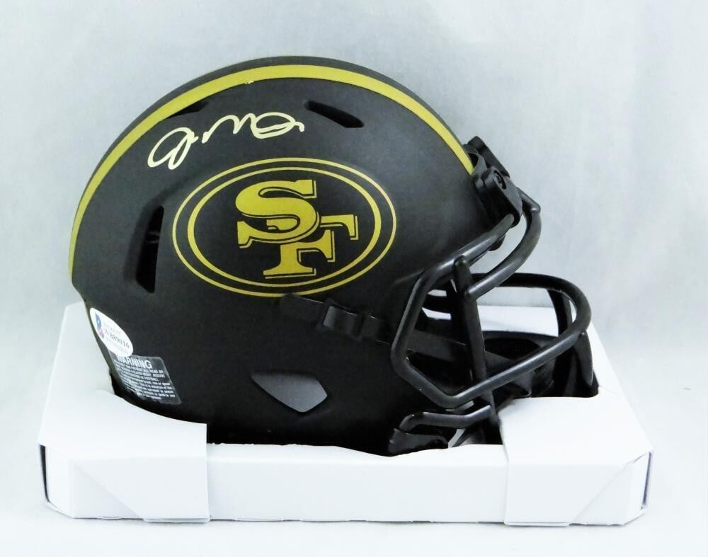 Beckett Auth Joe Montana Autographed 49ers Eclipse Mini Helmet Gold: Beckett Auth Joe Montana Autographed 49ers Eclipse Mini Helmet Gold Pre-owned San Francisco 49ers Eclipse mini helmet signed by Joe Montana. This collectible piece includes Beckett authentication and 
