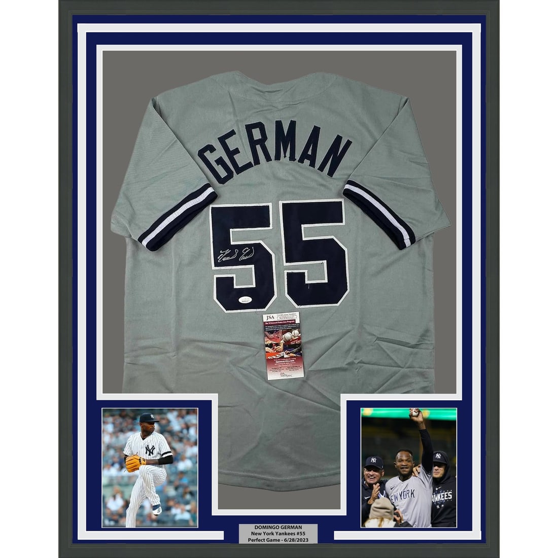 Domingo German signed framed Yankees gray jersey with JSA COA (1 of 2)