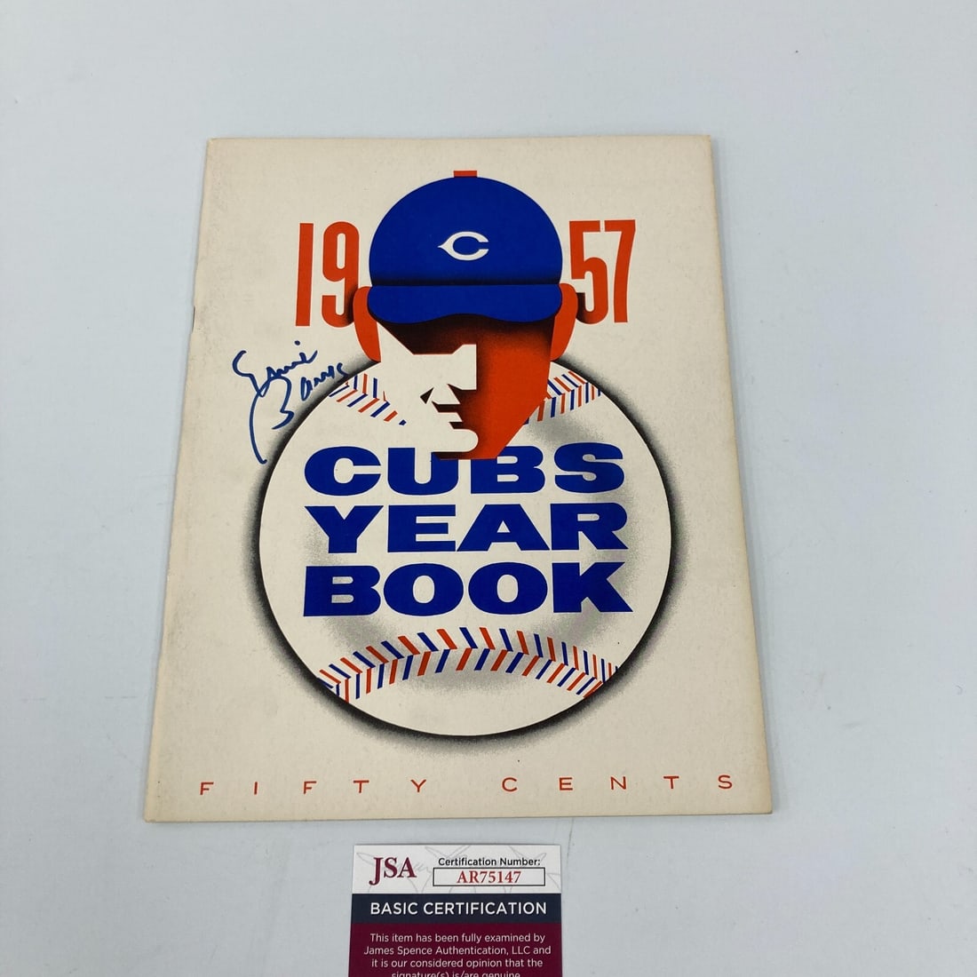 1957 Chicago Cubs Yearbook Signed by Ernie Banks with JSA COA (1 of 7)