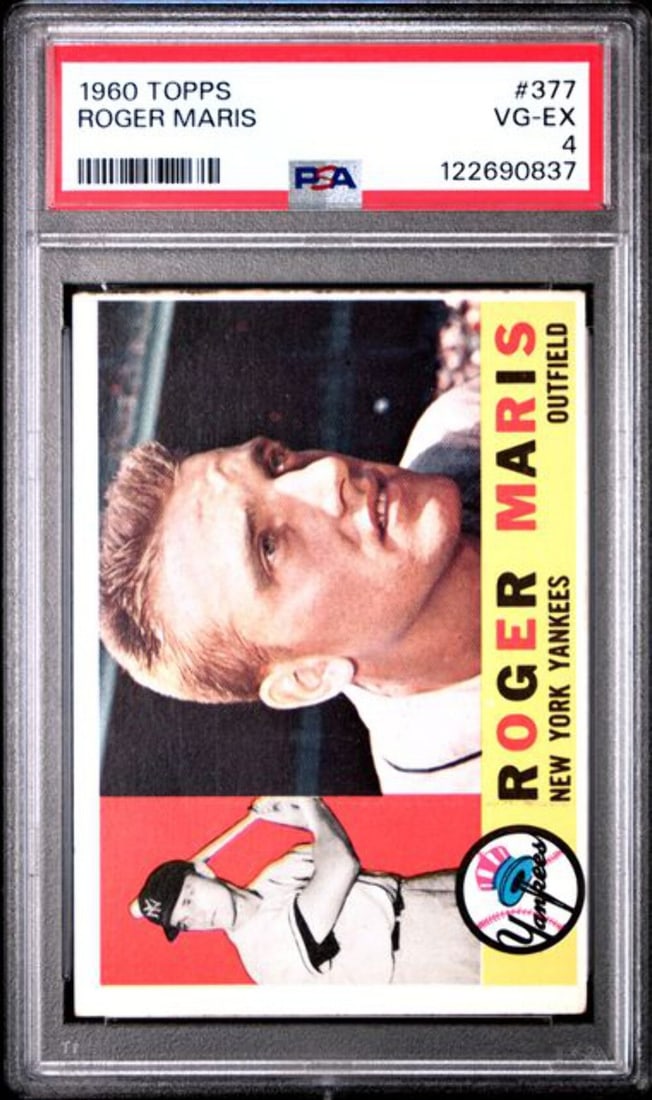 PSA 4 1960 Topps Roger Maris #377 Yankees MLB Baseball Card (1 of 2)