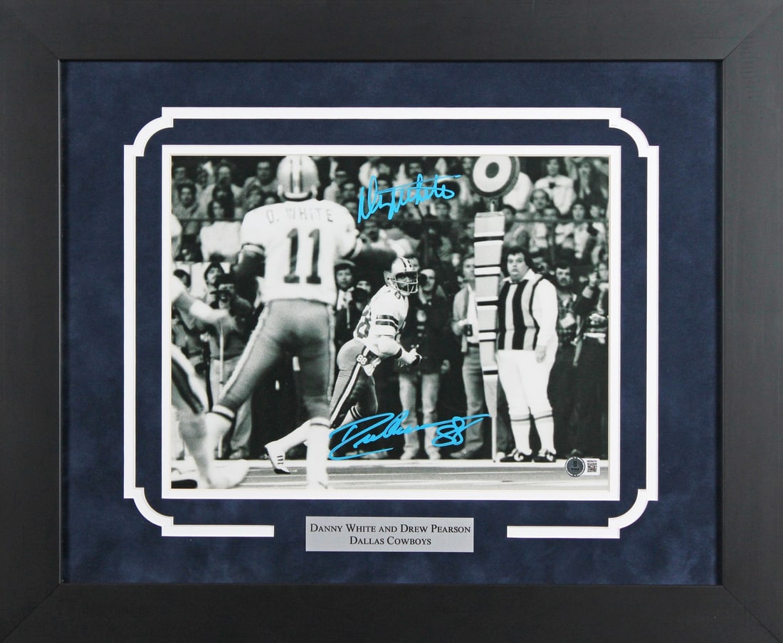 Framed 11x14 Photo Signed by Drew Pearson Danny White BAS Witnessed (1 of 2)