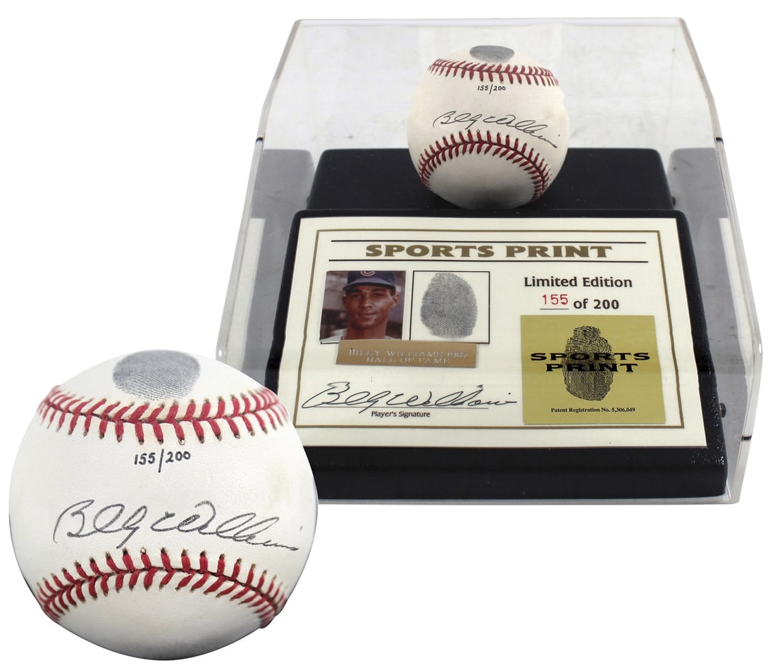 Billy Williams Signed Cubs Baseball LE 200 w/ Thumbprint & Display Case: Billy Williams Signed Cubs Baseball LE 200 w/ Thumbprint & Display Case This authentic baseball is a limited edition piece personally signed by Billy Williams, renowned player of the Chicago Cubs. Eac