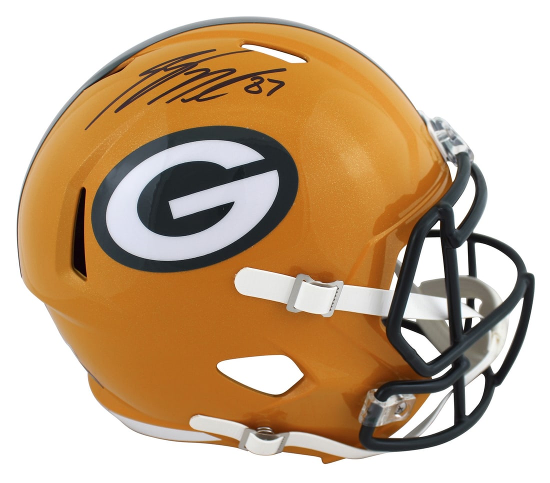 Jordy Nelson Signed Green Bay Packers Full Size Helmet BAS Authenticated: Jordy Nelson Signed Green Bay Packers Full Size Helmet BAS Authenticated This authentic full-size Speed replica helmet has been personally signed by Jordy Nelson, former wide receiver of the Green Bay