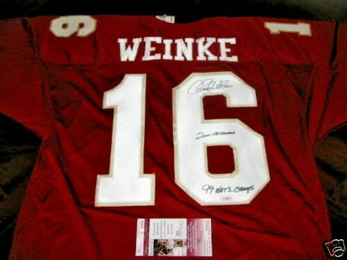 Autographed Florida State Seminoles Jersey Chris Weinke With JSA COA: Autographed Florida State Seminoles Jersey Chris Weinke With JSA COA This is an officially licensed Russell jersey signed by Chris Weinke, representing the Florida State Seminoles. The jersey comes wi