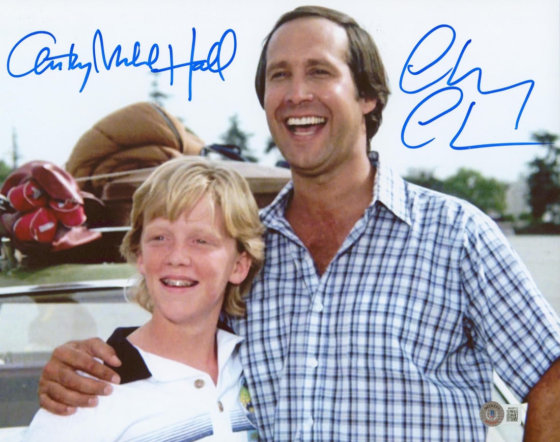 Chevy Chase Anthony Michael Hall Signed 11x14 Photo National Lampoon BAS Witnessed: Chevy Chase Anthony Michael Hall Signed 11x14 Photo National Lampoon BAS Witnessed Celebrate a classic moment from National Lampoon's Vacation with this exclusive autographed photograph. This 11x14 ph