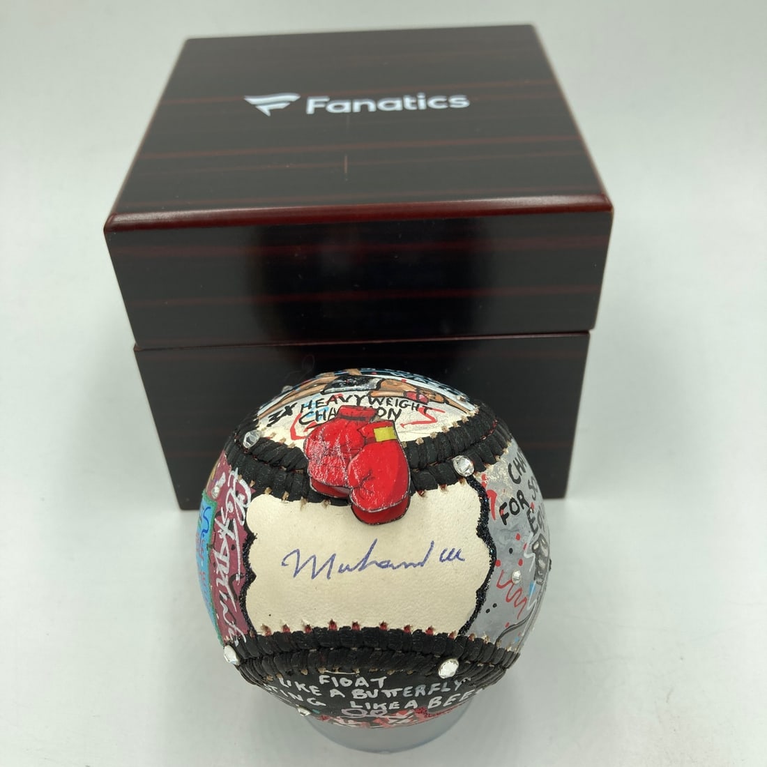 Hand Painted Muhammad Ali Autographed Baseball by Charles Fazzino PSA DNA (1 of 14)