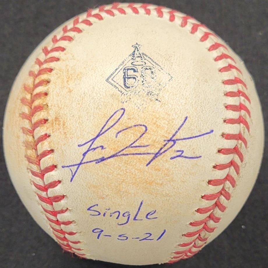 Luis Rengifo Signed MLB Baseball with BAS Authentication 2021: Luis Rengifo Signed MLB Baseball with BAS Authentication 2021 This is an authentic game-used MLB baseball signed by Luis Rengifo, featuring his signature dated "Single 9-5-21". The baseball has been a