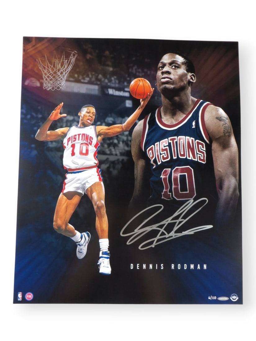 Upper Deck authenticated Dennis Rodman signed 20X24 Pistons photo 6/110 (1 of 4)