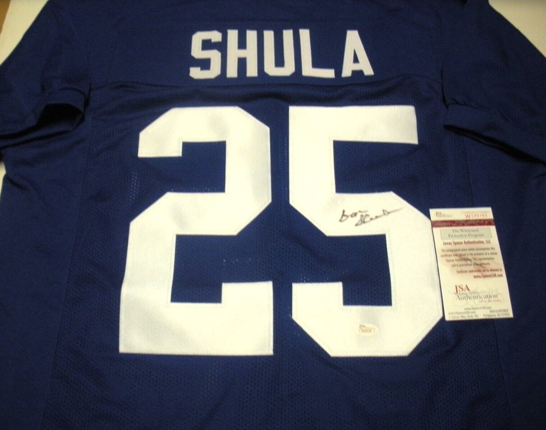 Autographed Don Shula Jersey With JSA COA Miami Dolphins Baltimore Colts HOF 1997: Autographed Don Shula Jersey With JSA COA Miami Dolphins Baltimore Colts HOF 1997 This is a pre-owned Miami Dolphins football jersey signed by Don Shula, a Hall of Fame inductee in 1997. The jersey co