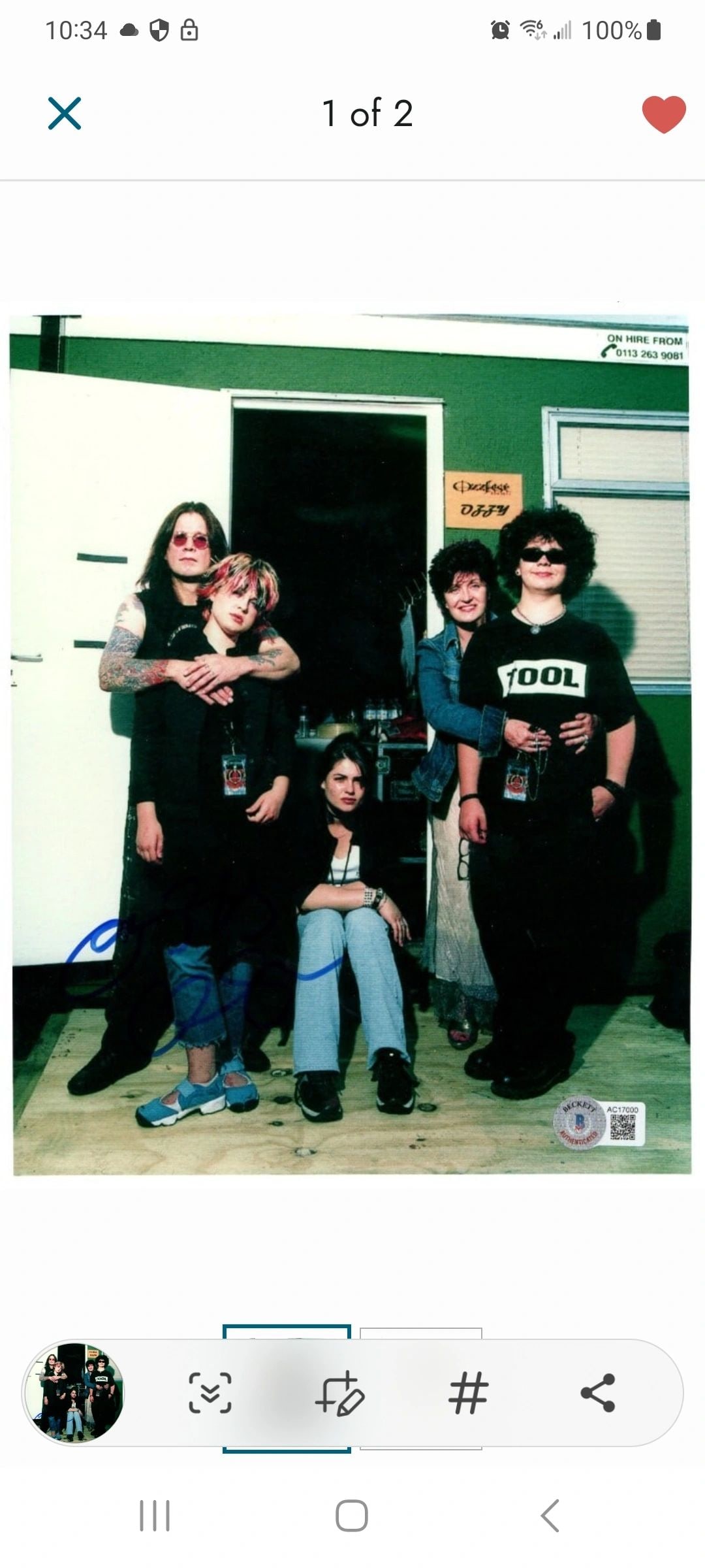 Autographed Ozzy Osbourne 8x10 Family Photo Beckett LOA: Autographed Ozzy Osbourne 8x10 Family Photo Beckett LOA Pre-owned autographed 8x10 photograph signed by Ozzy Osbourne. This family photograph includes Sharon, Kelly, Aimee, and Jack, and comes with a 