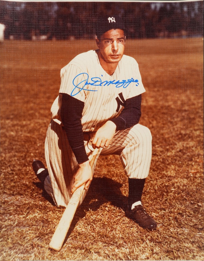 PSA DNA Authenticated Joe DiMaggio HOF 11x14 Signed Canvas Photo: PSA DNA Authenticated Joe DiMaggio HOF 11x14 Signed Canvas Photo Original Joe DiMaggio Hall of Fame signed 11x14 canvas photo. This baseball collectible is authenticated by PSA/DNA and includes a tamp