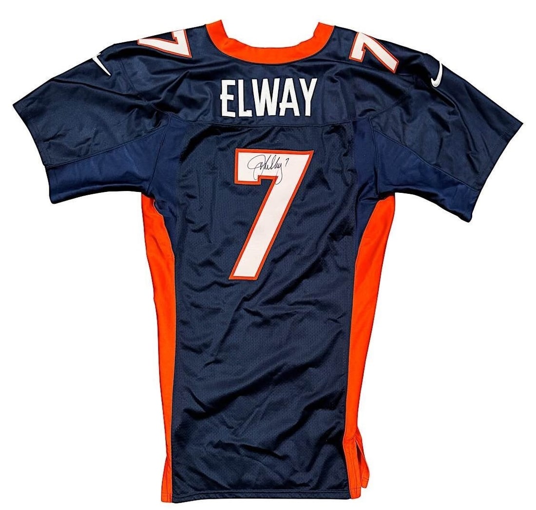 John Elway Signed 1997 Denver Broncos Game Jersey JSA Authenticated: John Elway Signed 1997 Denver Broncos Game Jersey JSA Authenticated This original 1997 Denver Broncos Nike Pro Cut Game Jersey, signed by Hall of Famer John Elway, is a must-have for any football enth