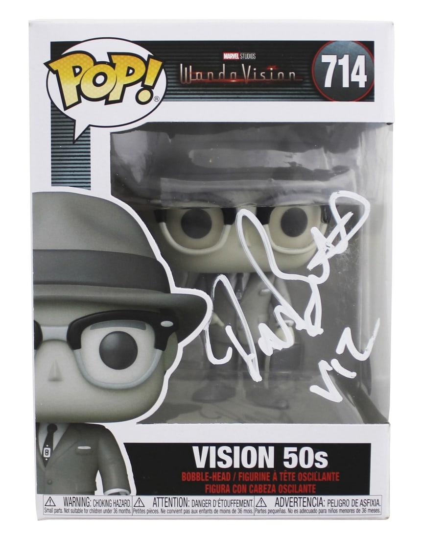 Vision 50s #714 Funko Pop Signed by Paul Bettany with Viz Inscription BAS Authenticated (1 of 7)