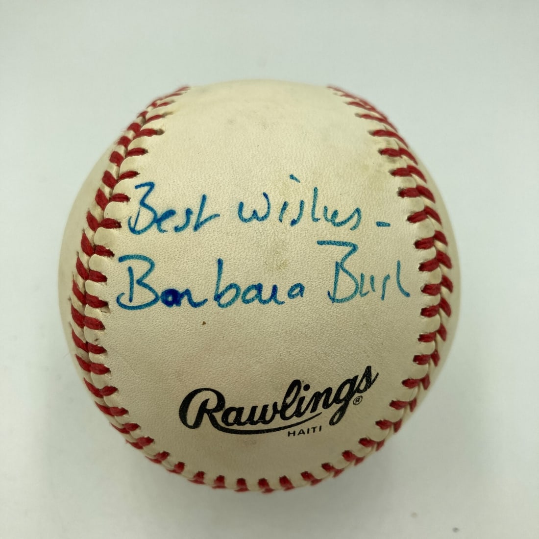 Barbara Bush Signed National League Baseball with PSA DNA Sticker: Barbara Bush Signed National League Baseball with PSA DNA Sticker This is an authentic National League baseball signed by First Lady Barbara Bush. The signature is authenticated by Professional