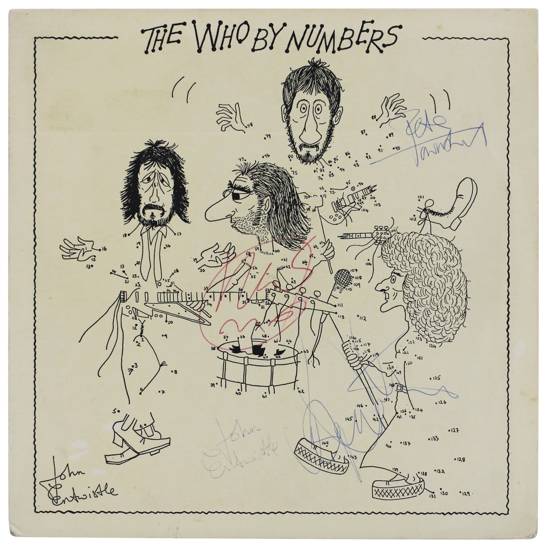 Signed The Who By The Numbers album cover Beckett COA: Signed The Who By The Numbers album cover Beckett COA This is an original "The Who By The Numbers" album cover (without vinyl) personally signed by Keith Moon, John Entwistle, Pete Townshend, and Roge