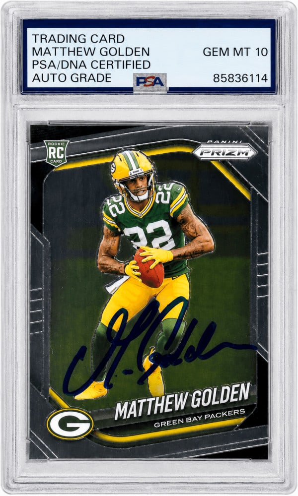 PSA DNA Auto 10 Matthew Golden 2025 Panini Prizm #326 Packers Rookie Card (1 of 1)